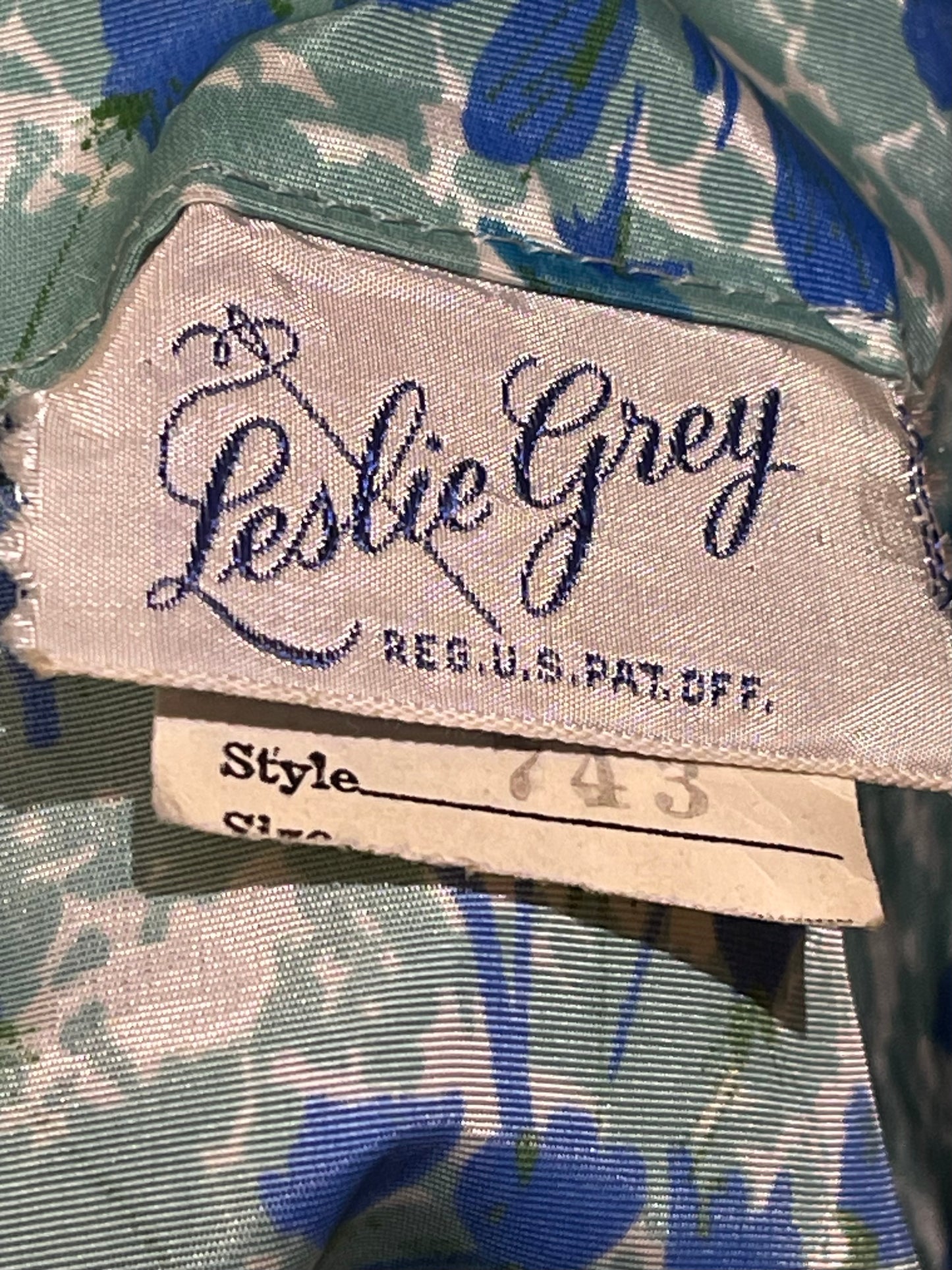 Leslie Grey 50s Blue Floral Party Dress