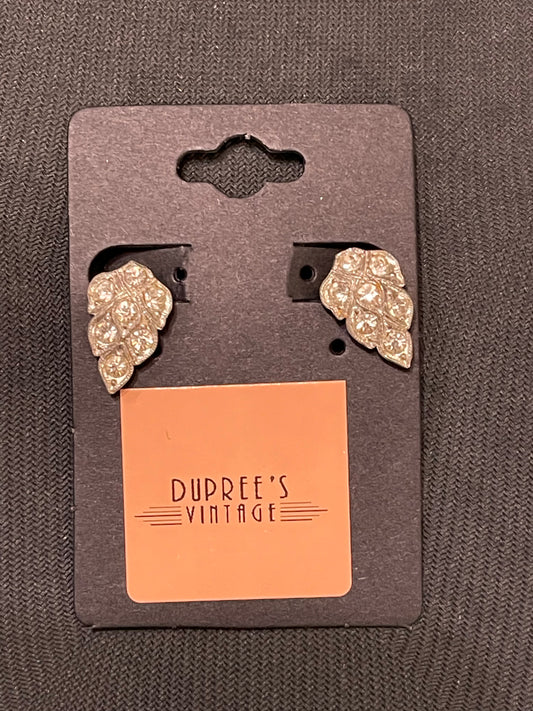 Art Deco Rhinestone Clip Earrings
