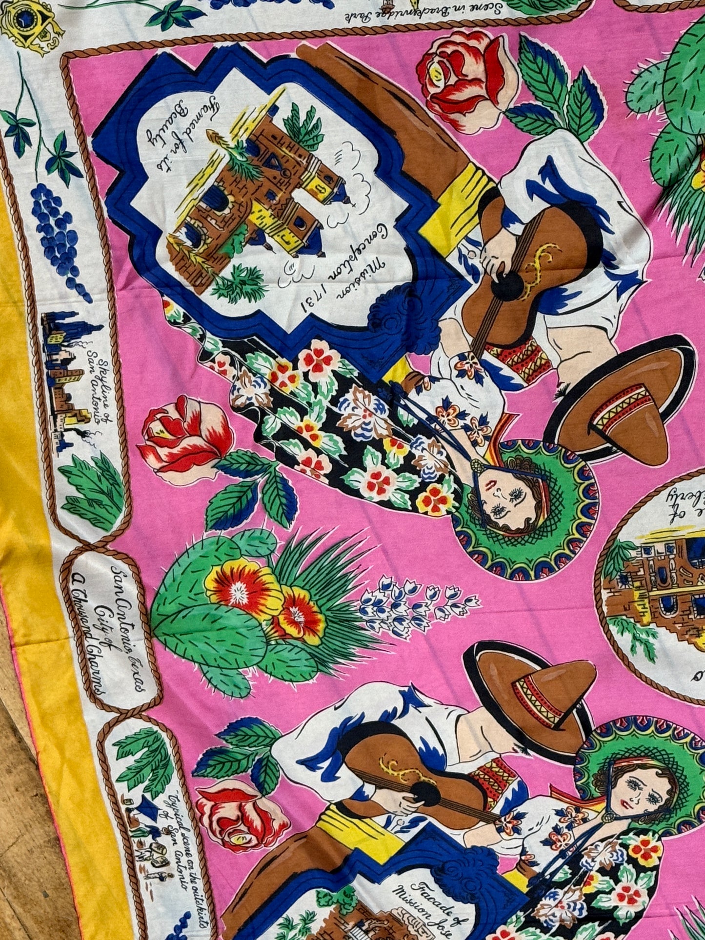50s Texas Alamo souvenir scarf
