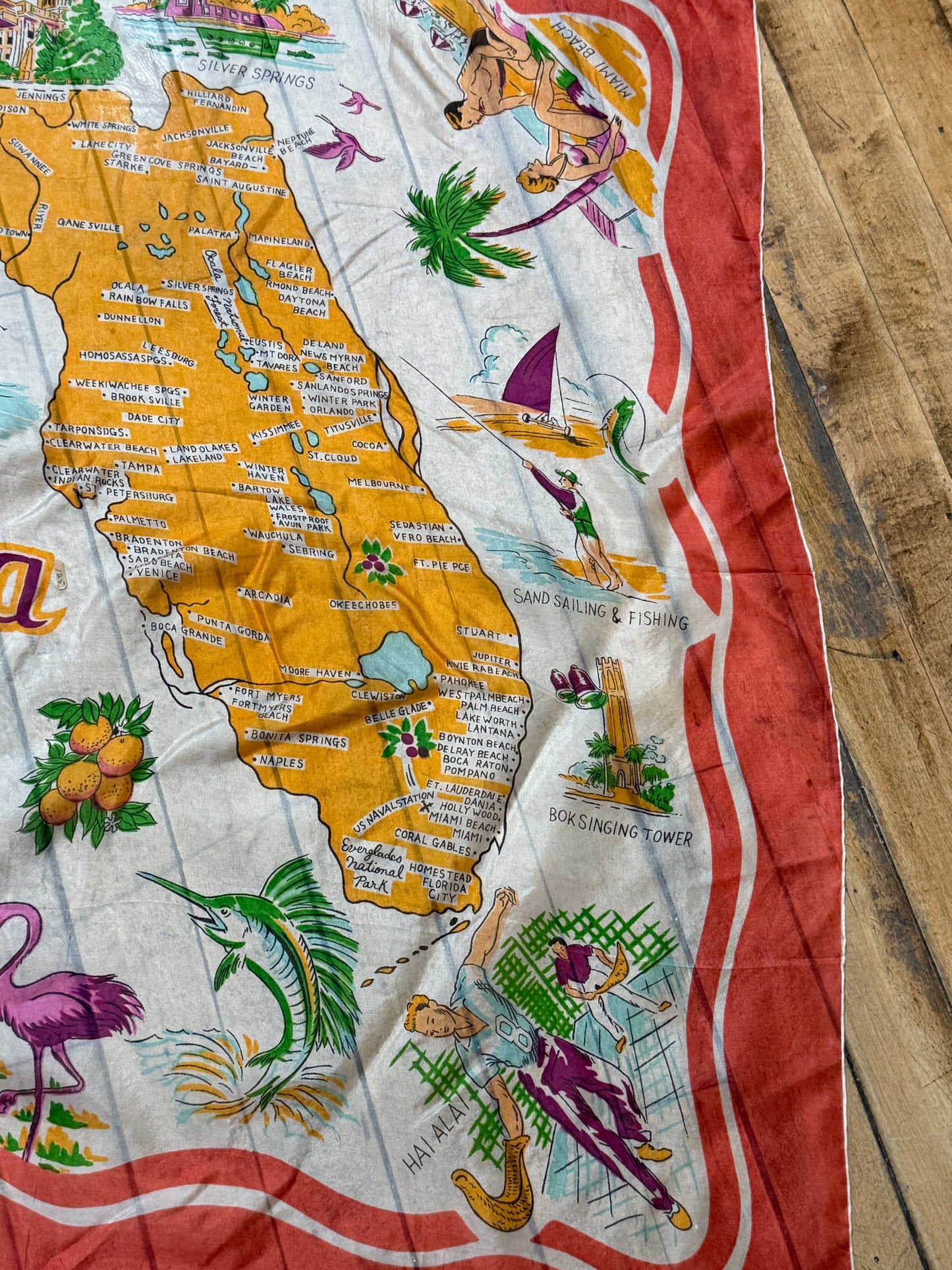 50s Florida souvenir scarf