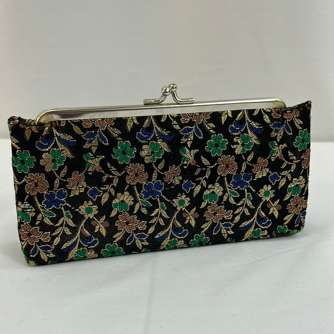 Black Floral Brocade Clutch