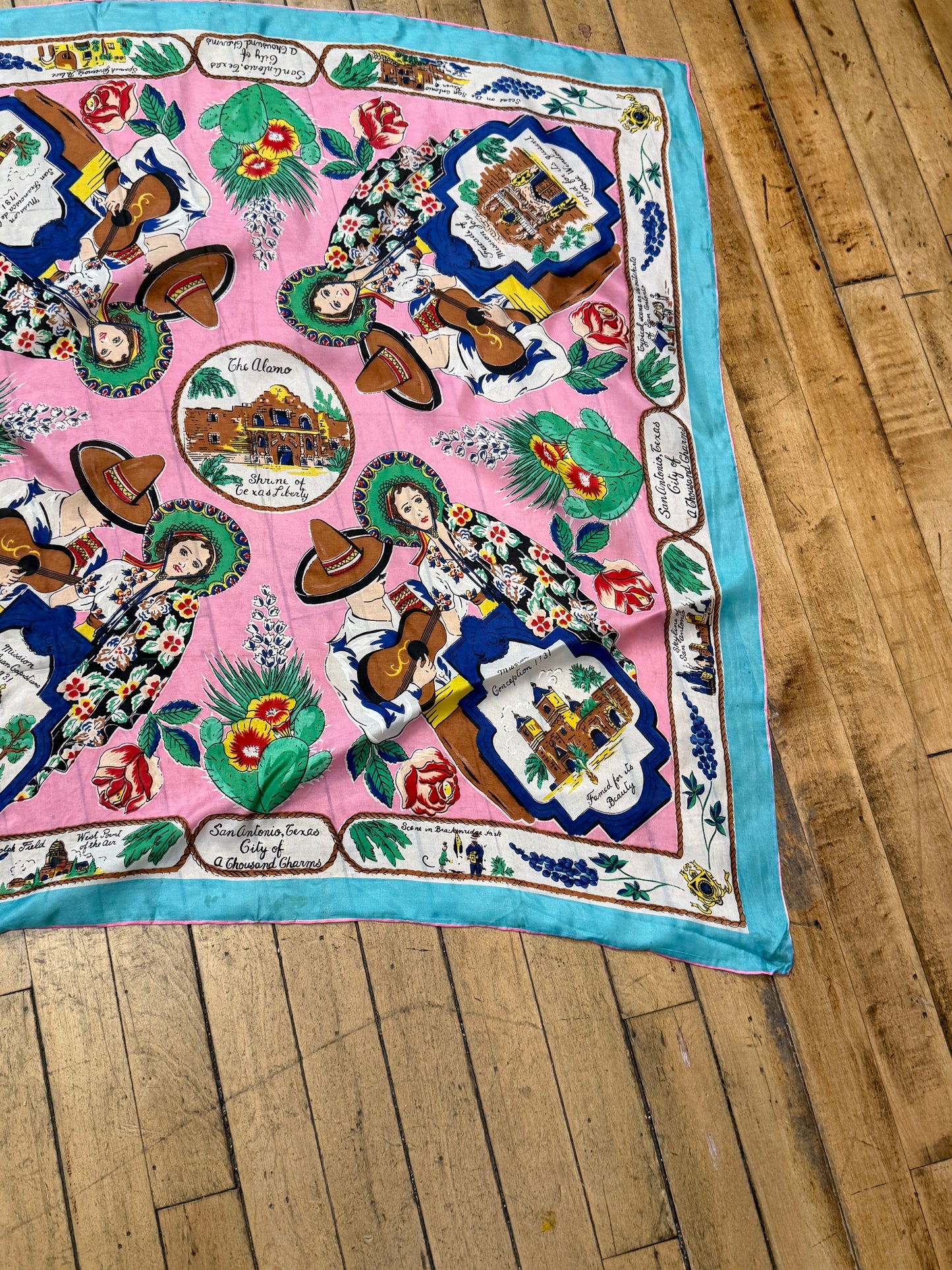 50s Texas Alamo souvenir scarf