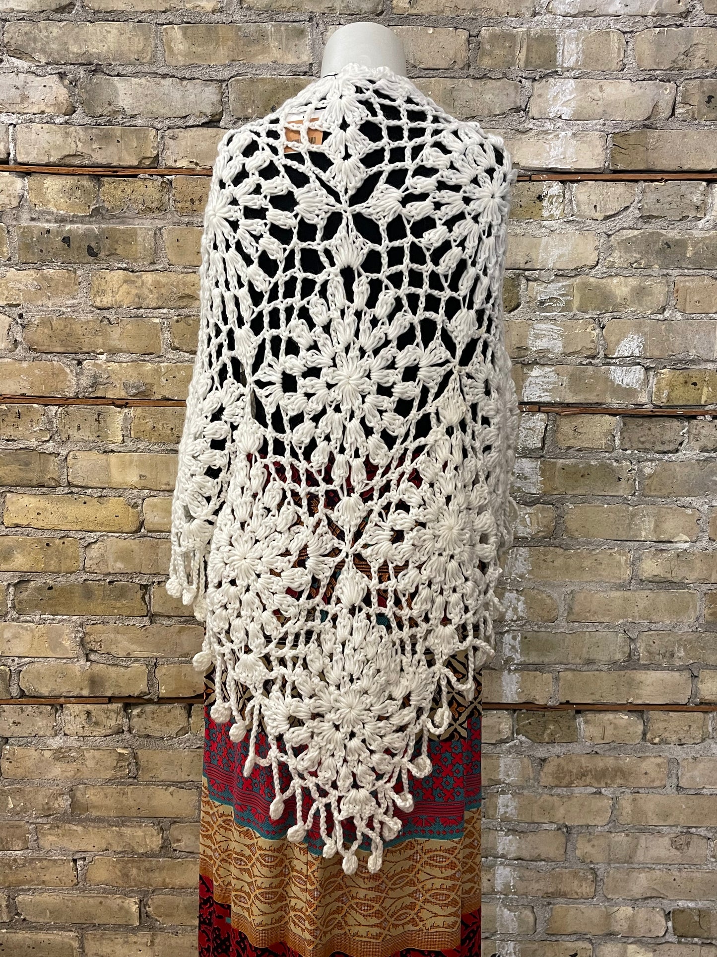 Vintage White Crochet Shawl