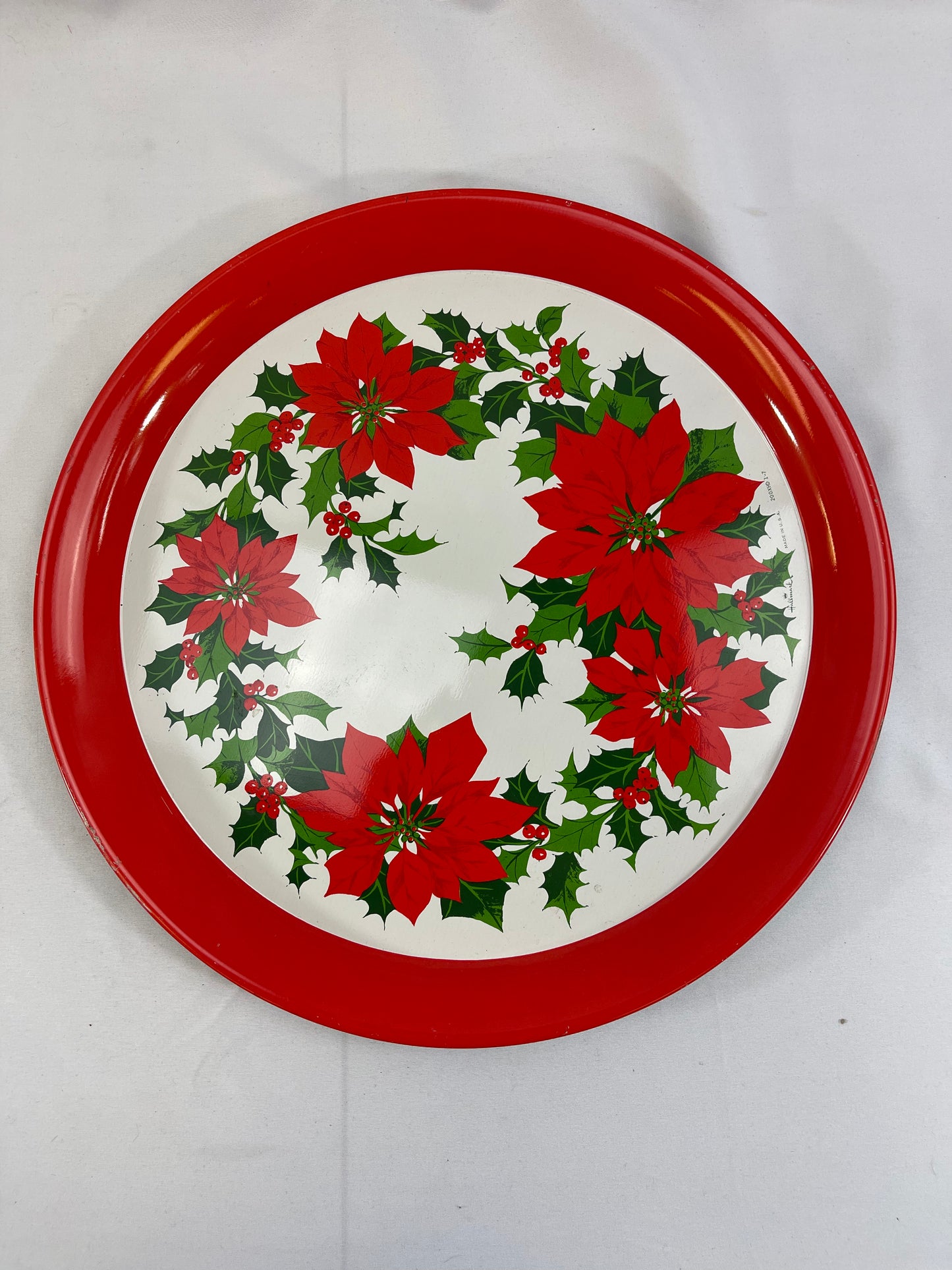 Round Hallmark Poinsettia Tray