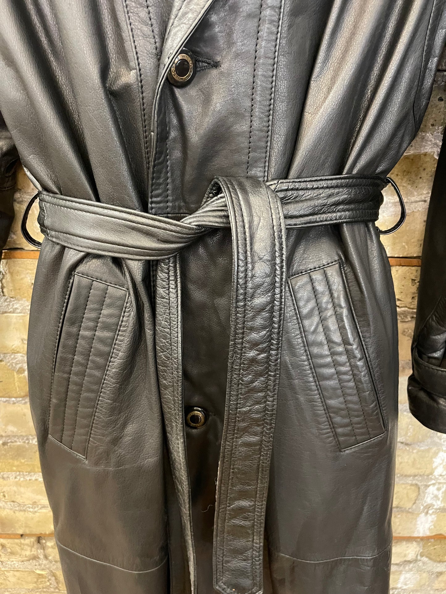 80s Leather Trench Coat