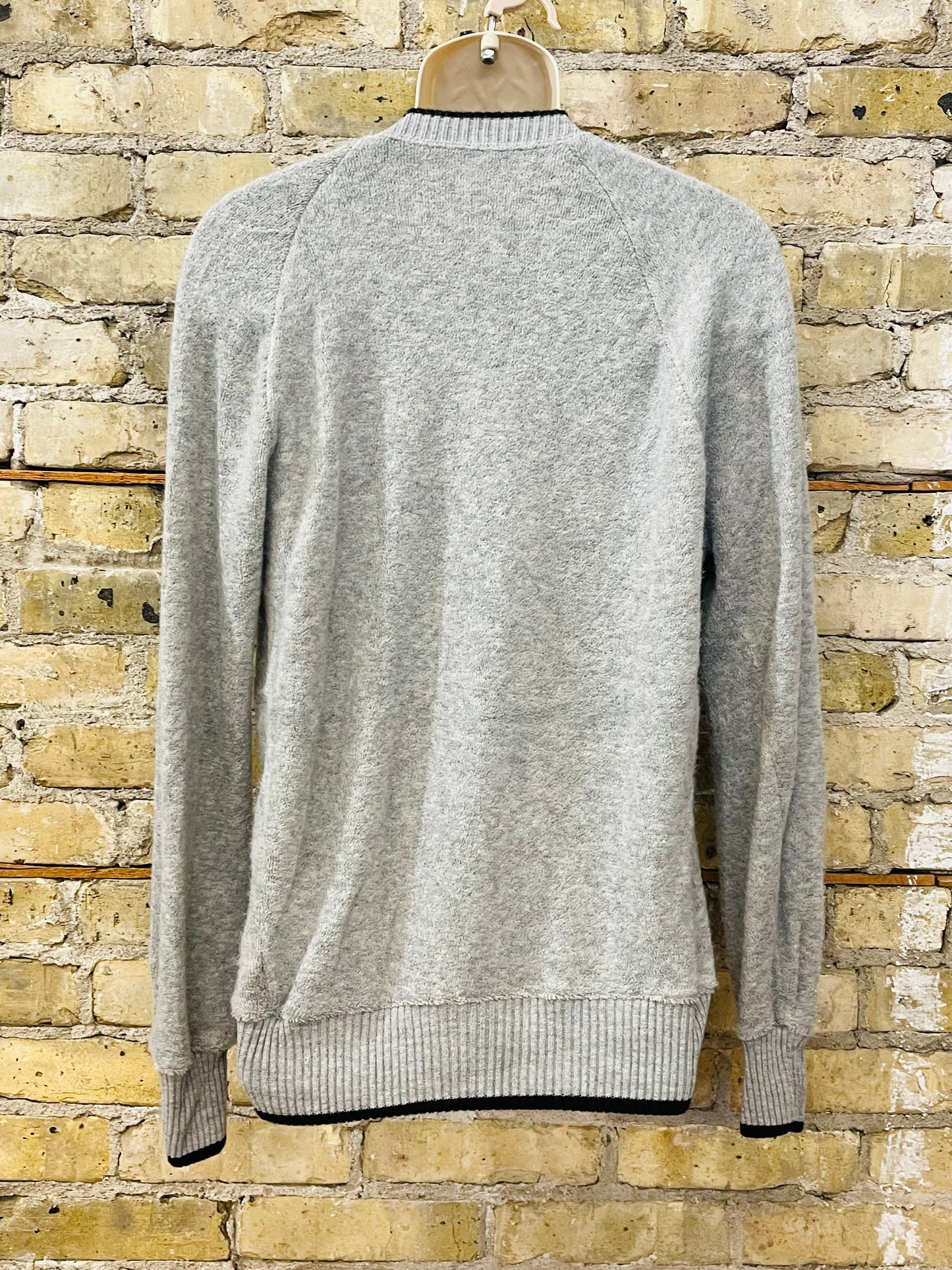 Gray V-neck Fleece 80s Sweater