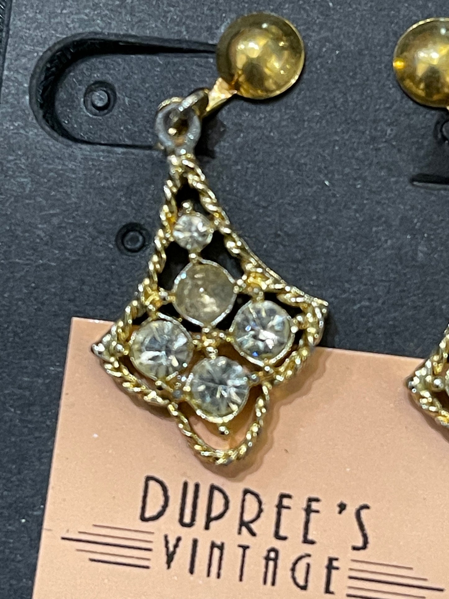 Rhinestone Dangle Clip Earrings