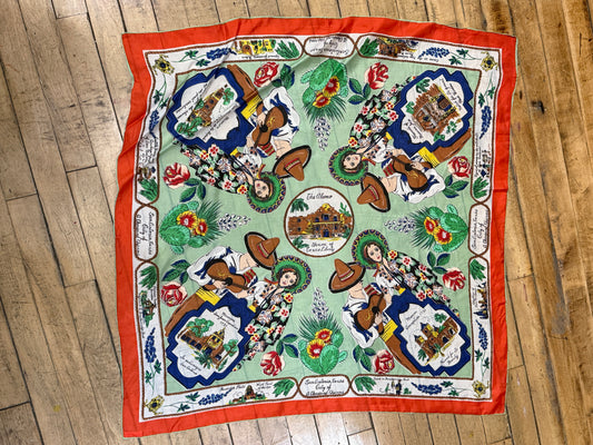 50s Texas Alamo souvenir scarf