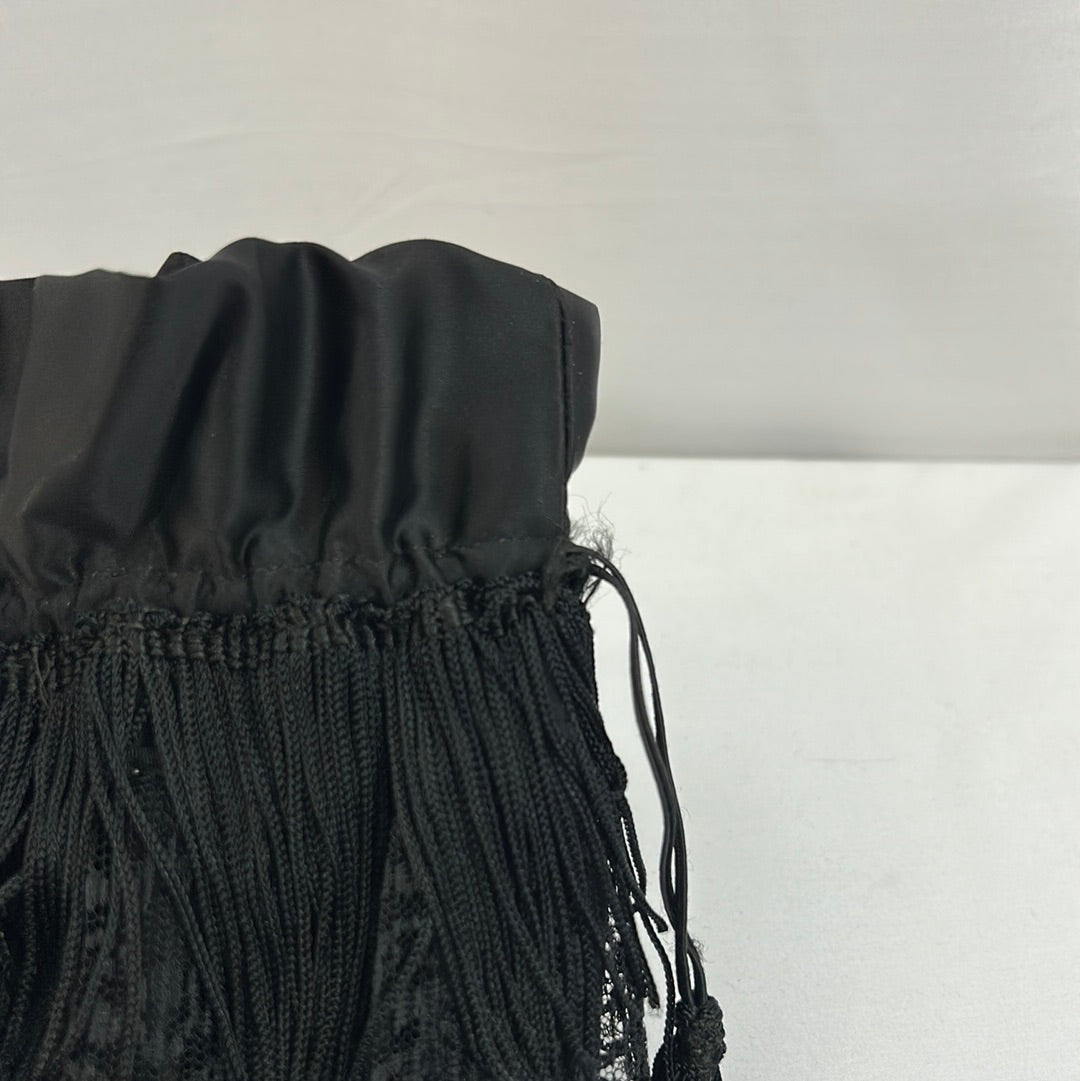 Black Frilly Drawstring Purse