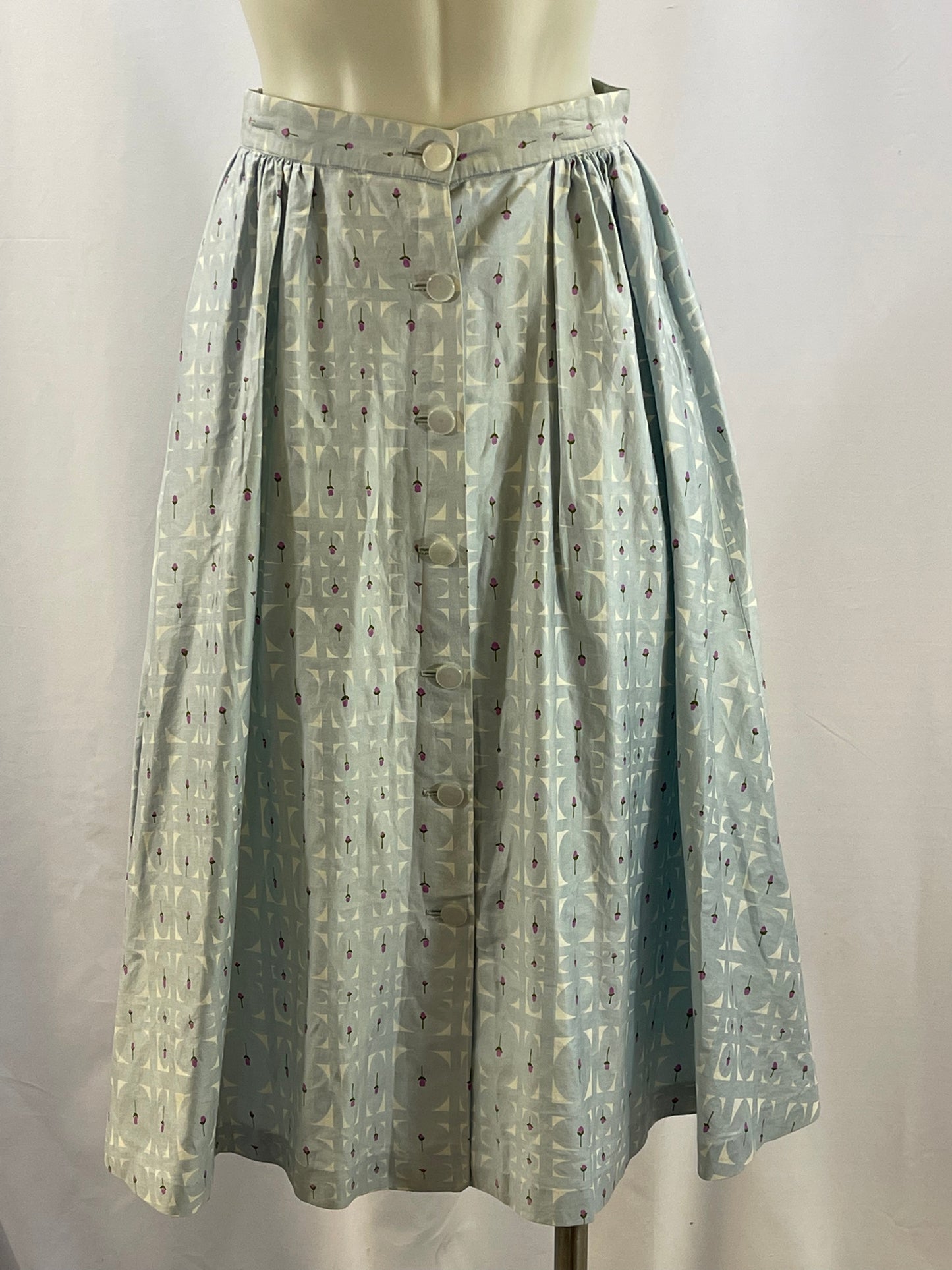 Blue Print 50s Cotton Skirt