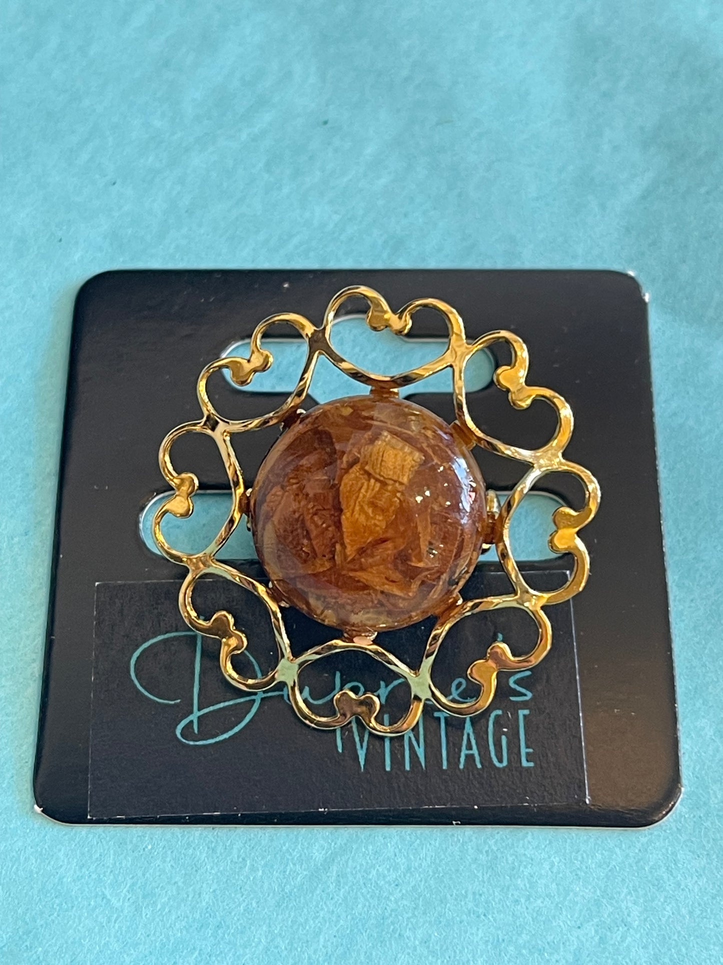 Faux Amber Brooch