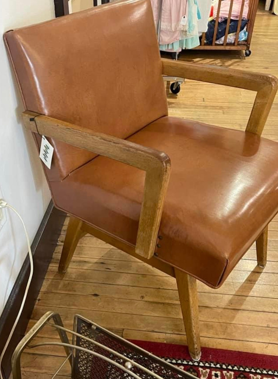 The Milwaukee Chair Company Brown Vinyl & Wood Chair