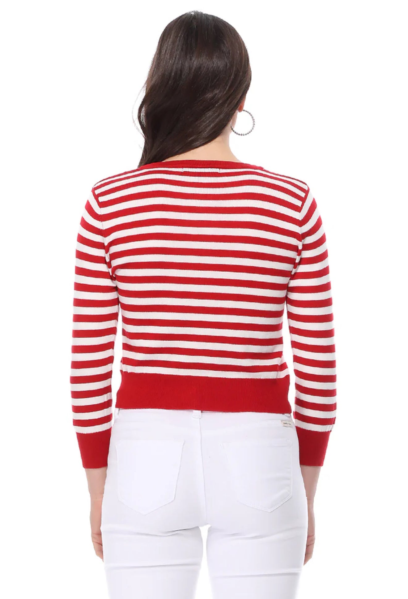 Ye Mak Classic Retro Cropped Striped Cardigan