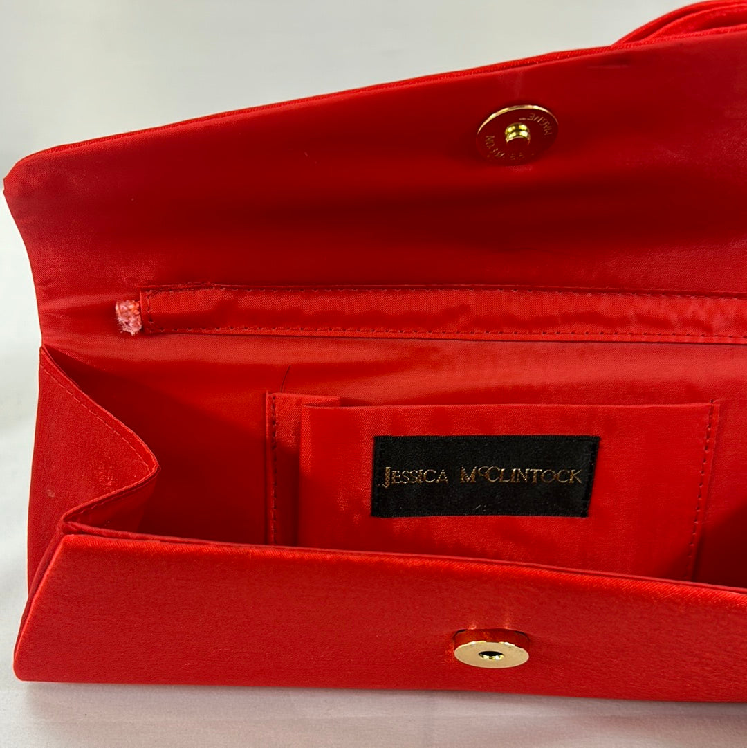 Jessica McClintock Red Satin Clutch