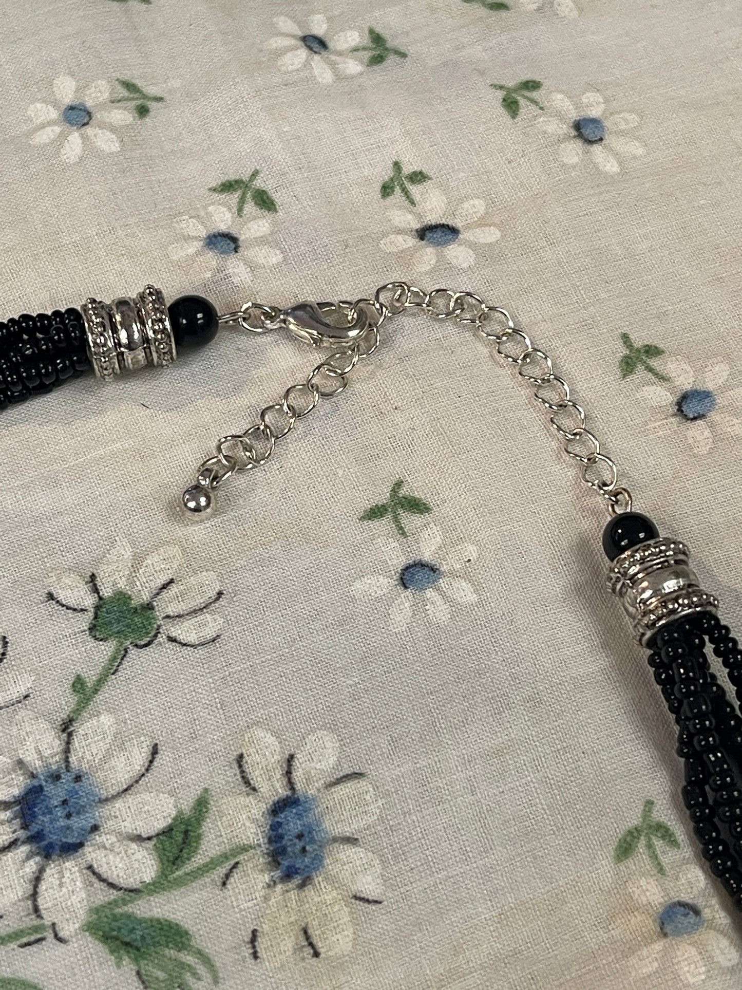 Black Seed Bead Necklace with Pendant