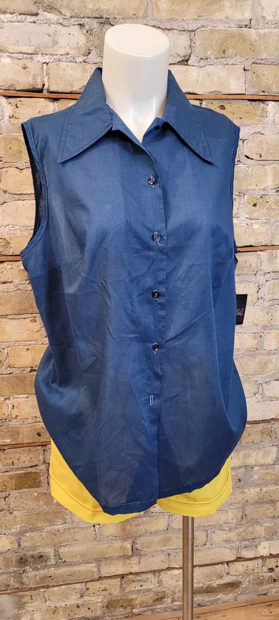 Sleeveless Navy Blouse