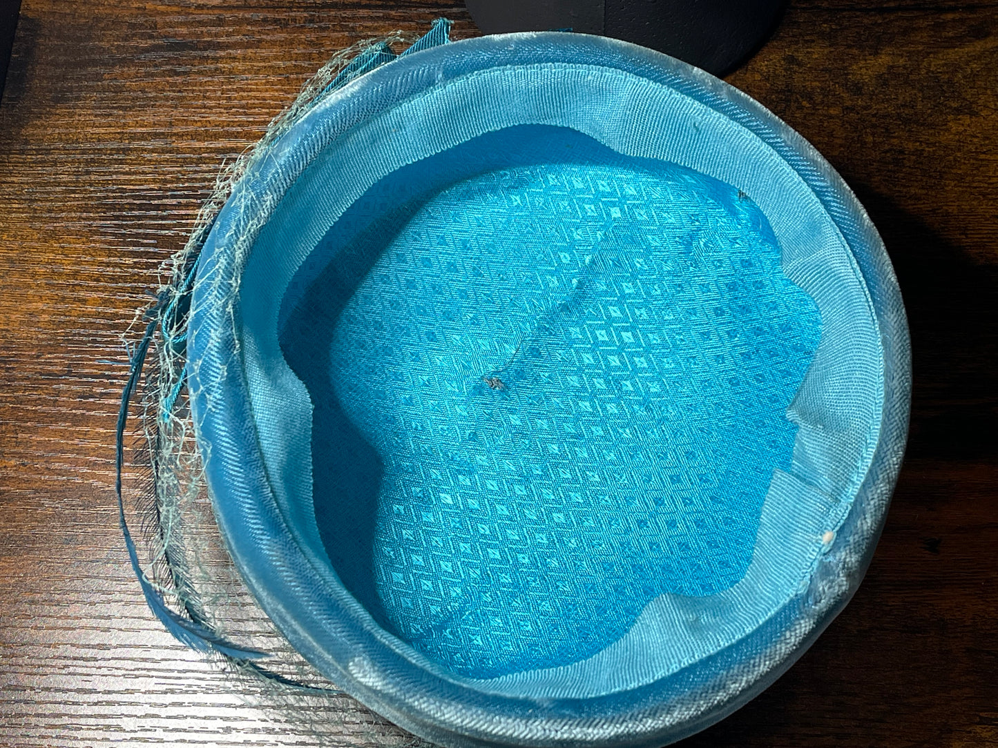 Teal Velvet Pillbox Hat