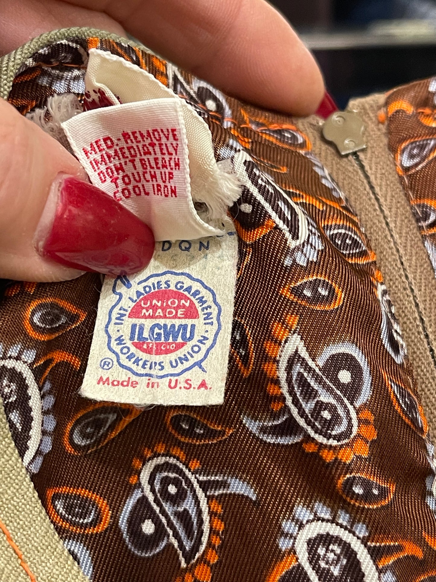 Tan Mod Dress with Orange Accents