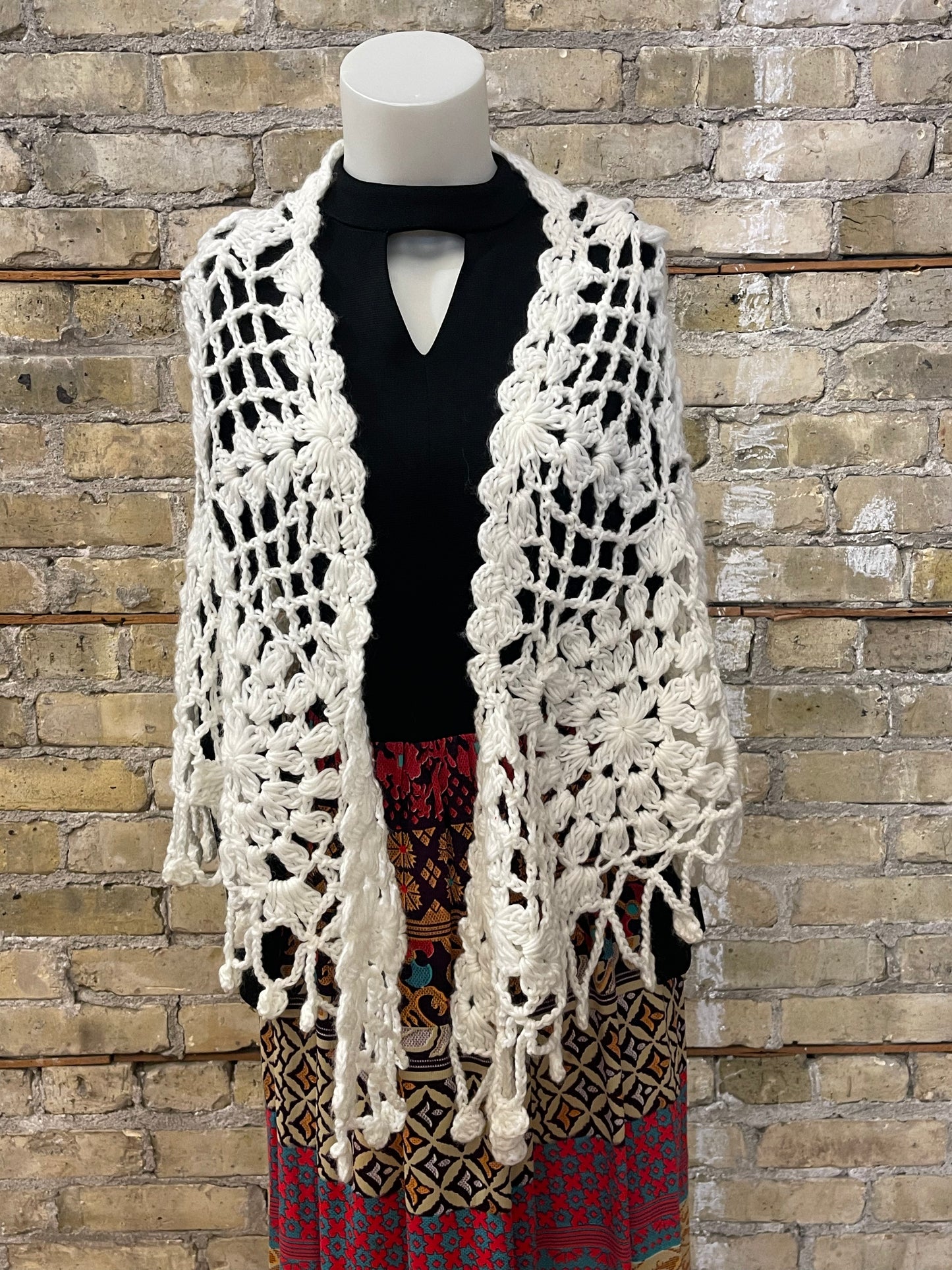 Vintage White Crochet Shawl