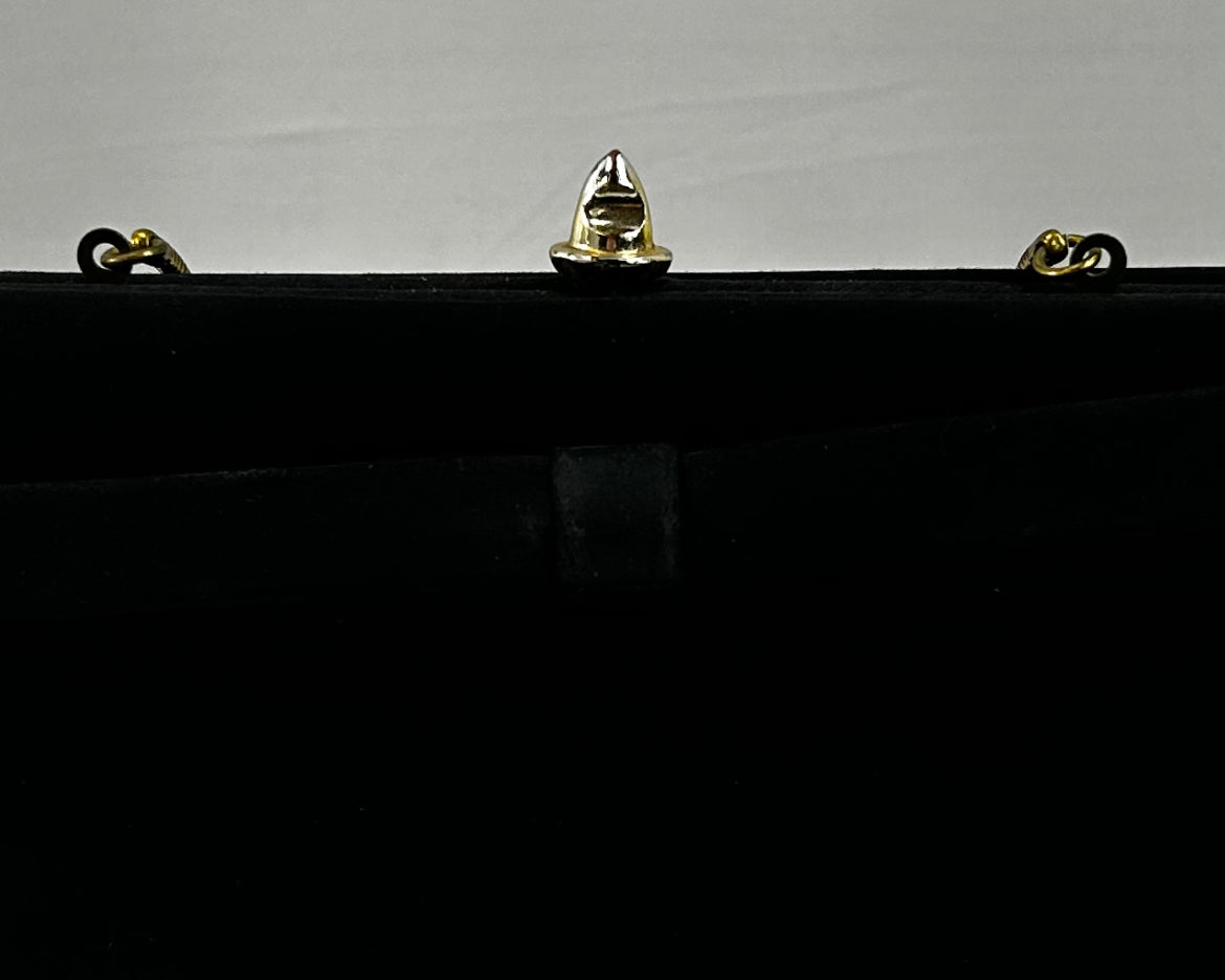 Black fabric clutch with bow