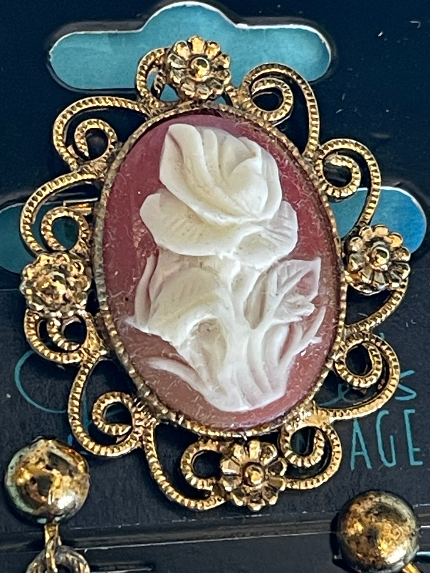 Rose Cameo Brooch & Earrings