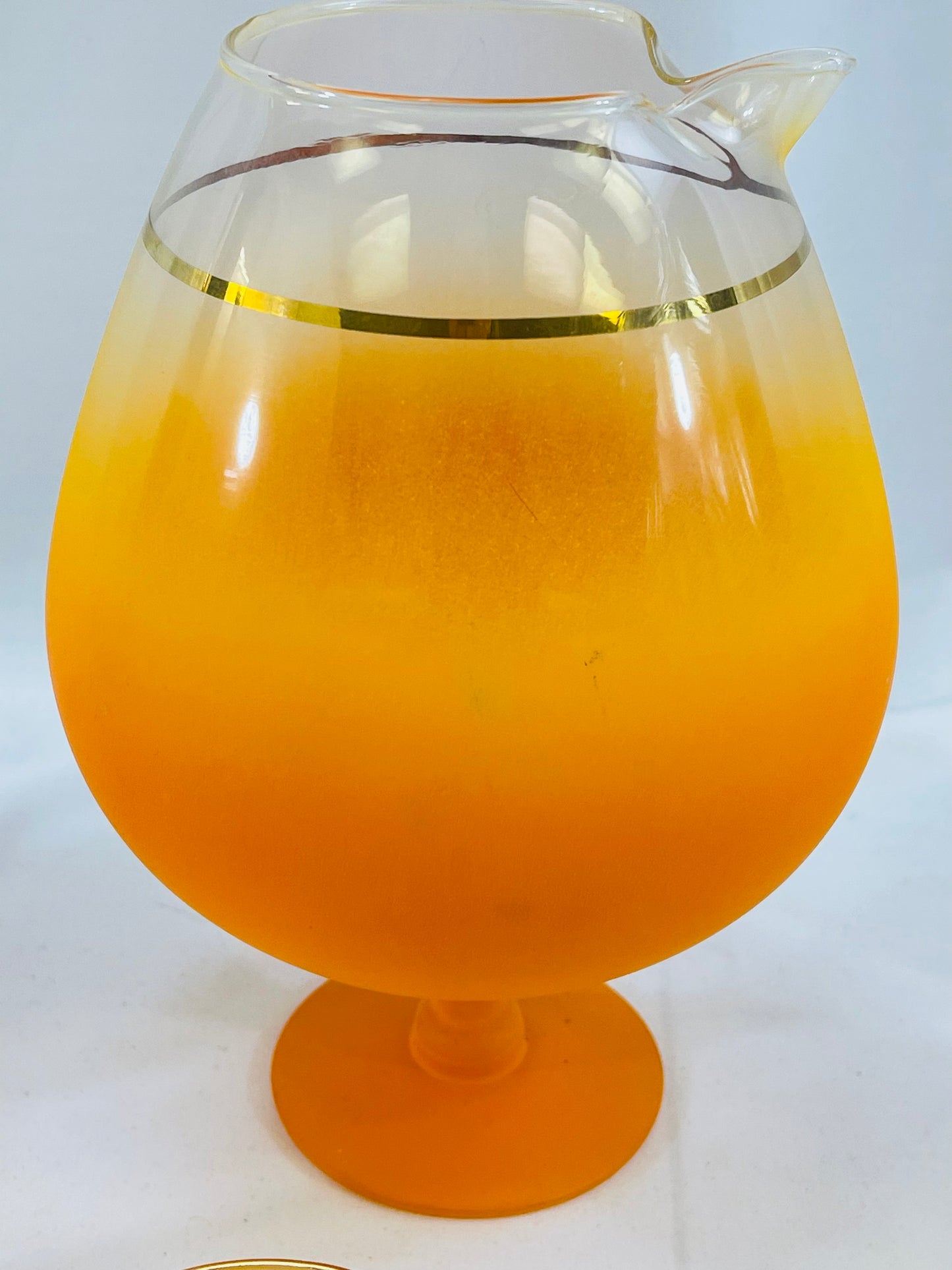 Orange Blendo Snifter Decanter & Roly Poly Glasses