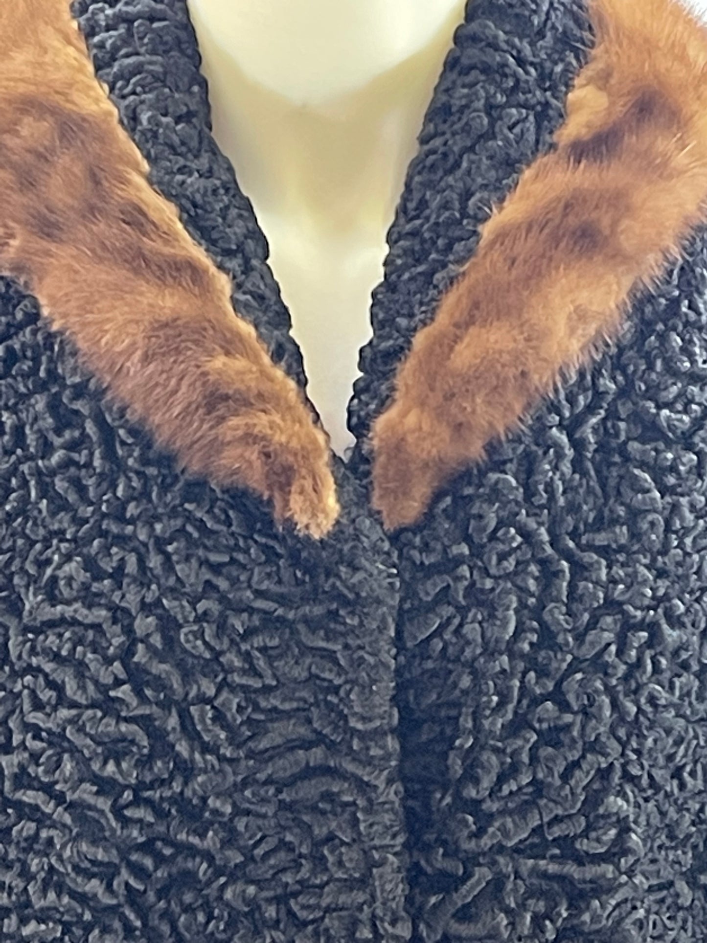 Short Persian Lamb Coat with Mink Collar