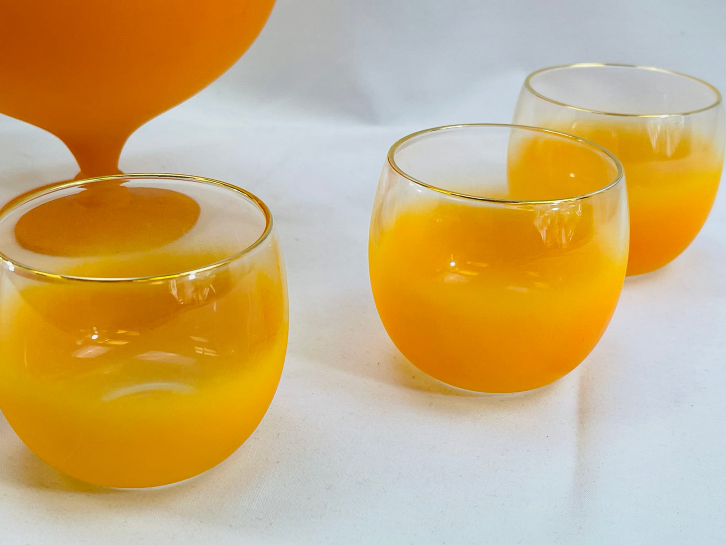 Orange Blendo Snifter Decanter & Roly Poly Glasses