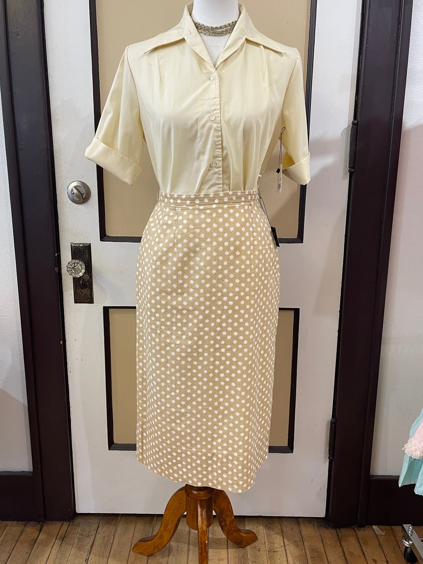 50s Tan Polka Dot Skirt