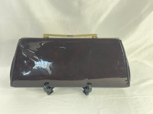 Brown Patent Leather Clutch