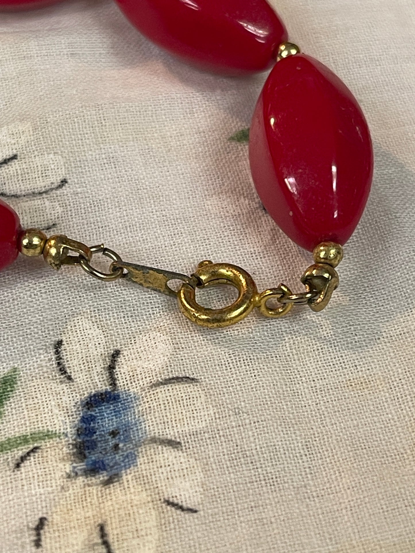 Red Obling Bead Necklace