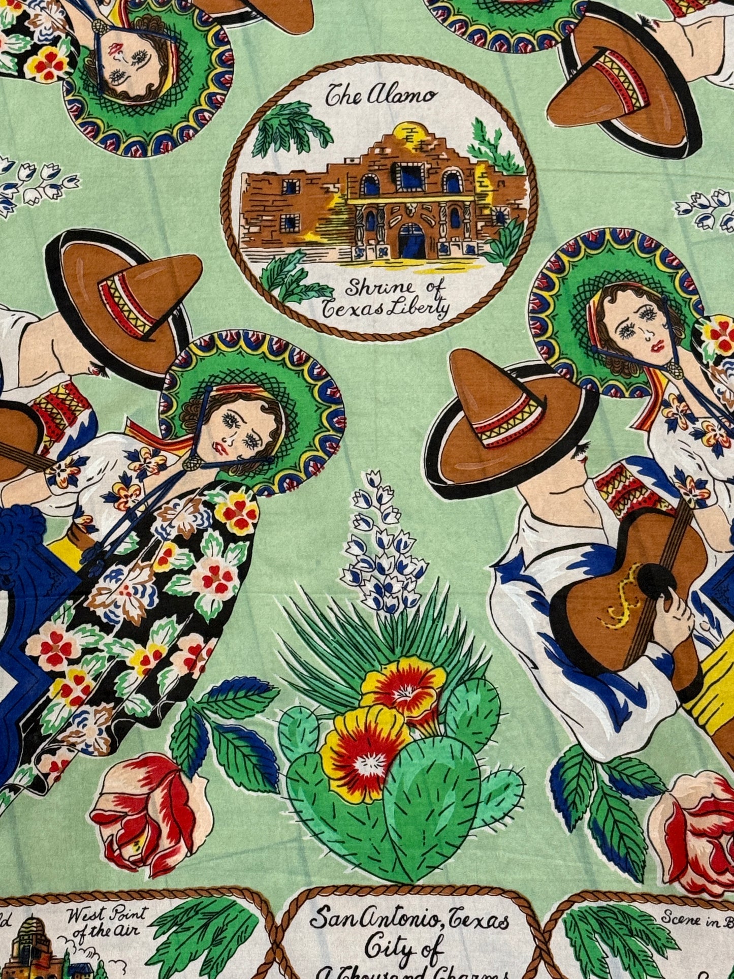 50s Texas Alamo souvenir scarf