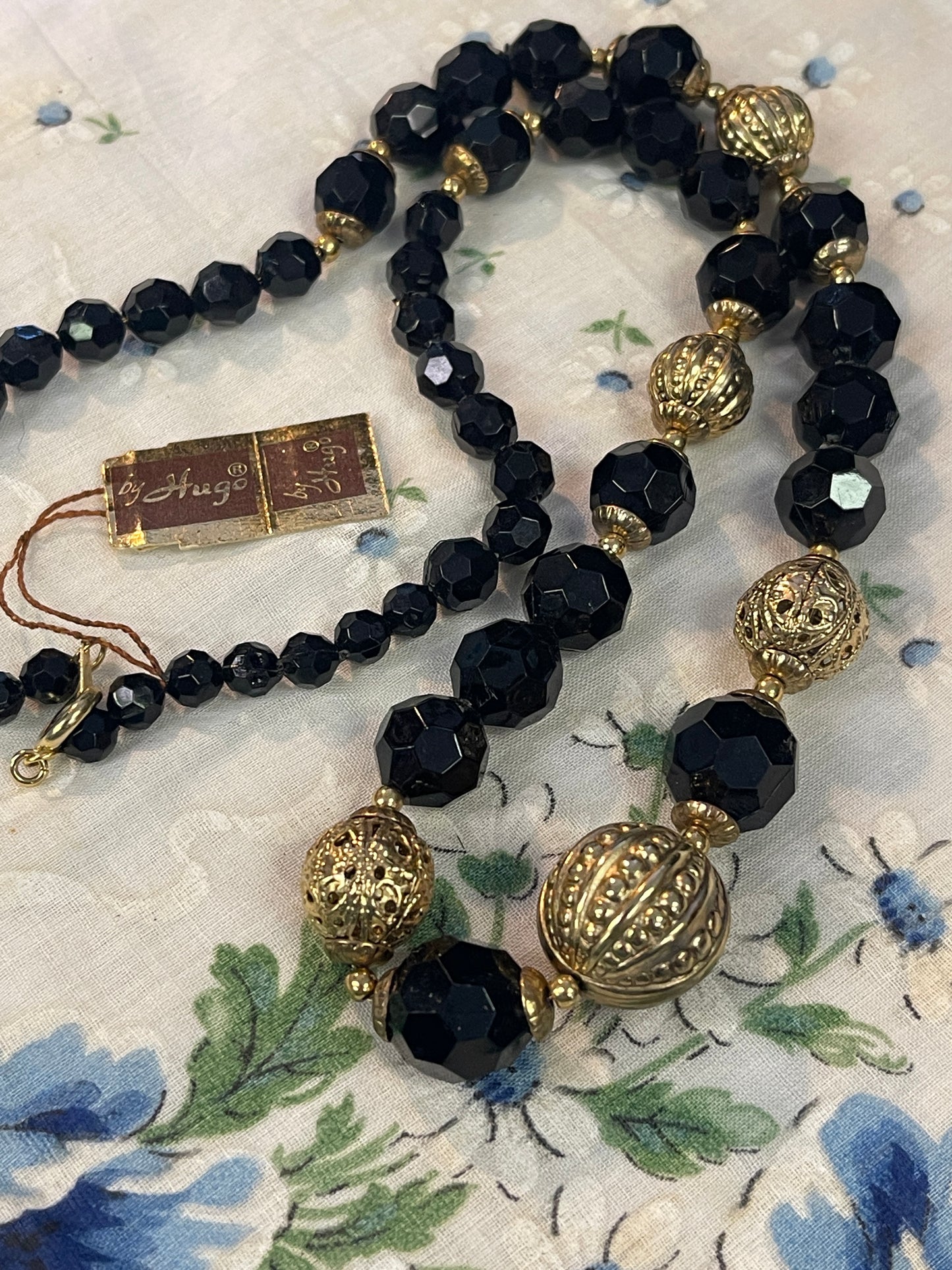 Hugo Black & Gold Beaded Necklace