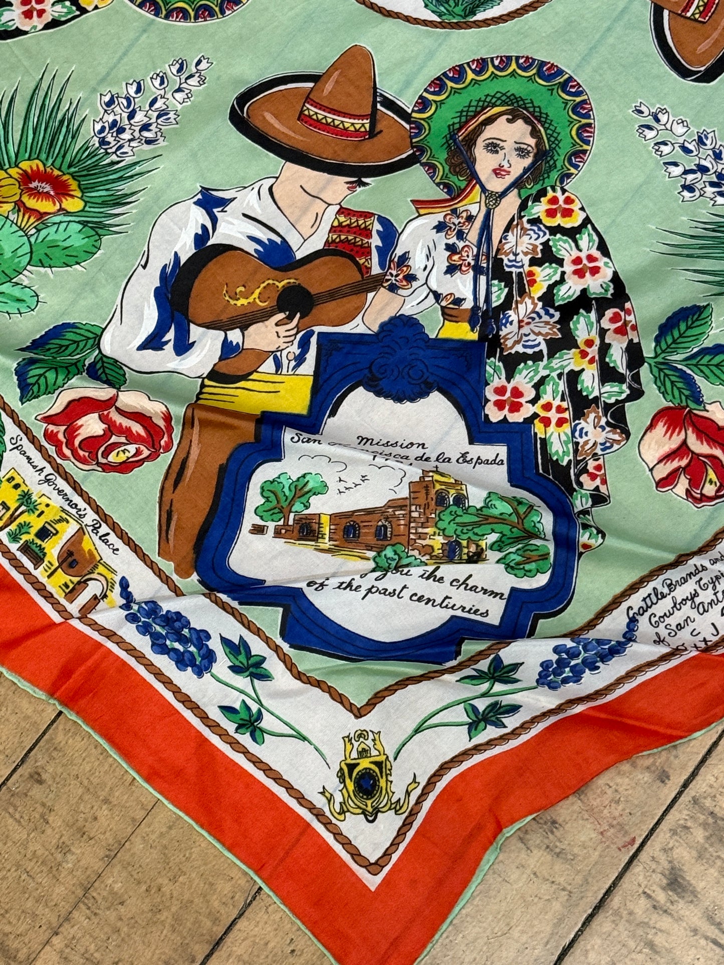 50s Texas Alamo souvenir scarf