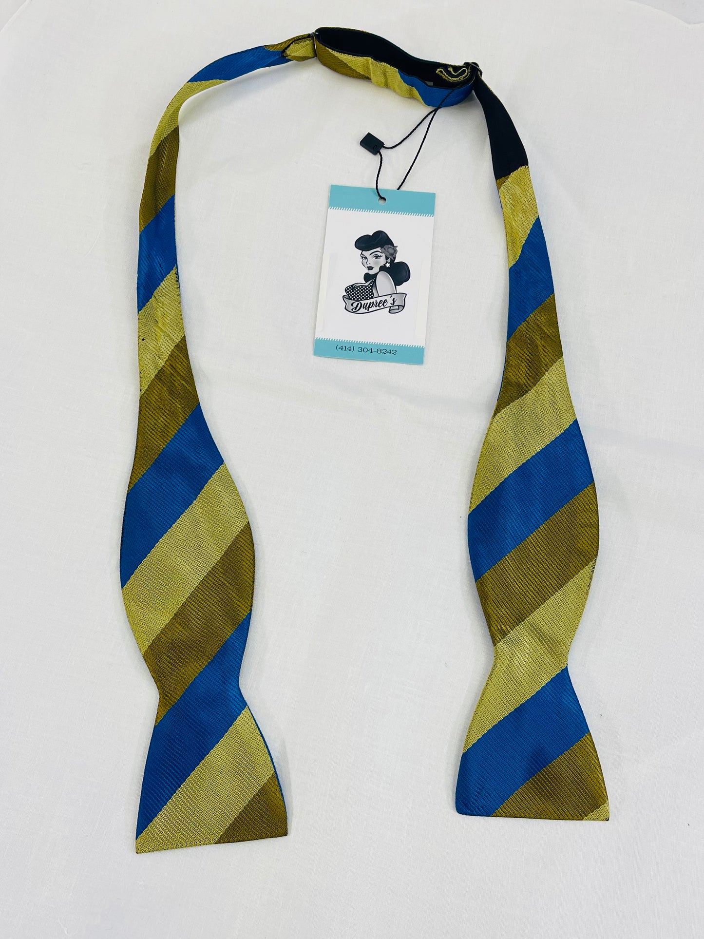 Vintage Blue & Gold Bow Tie
