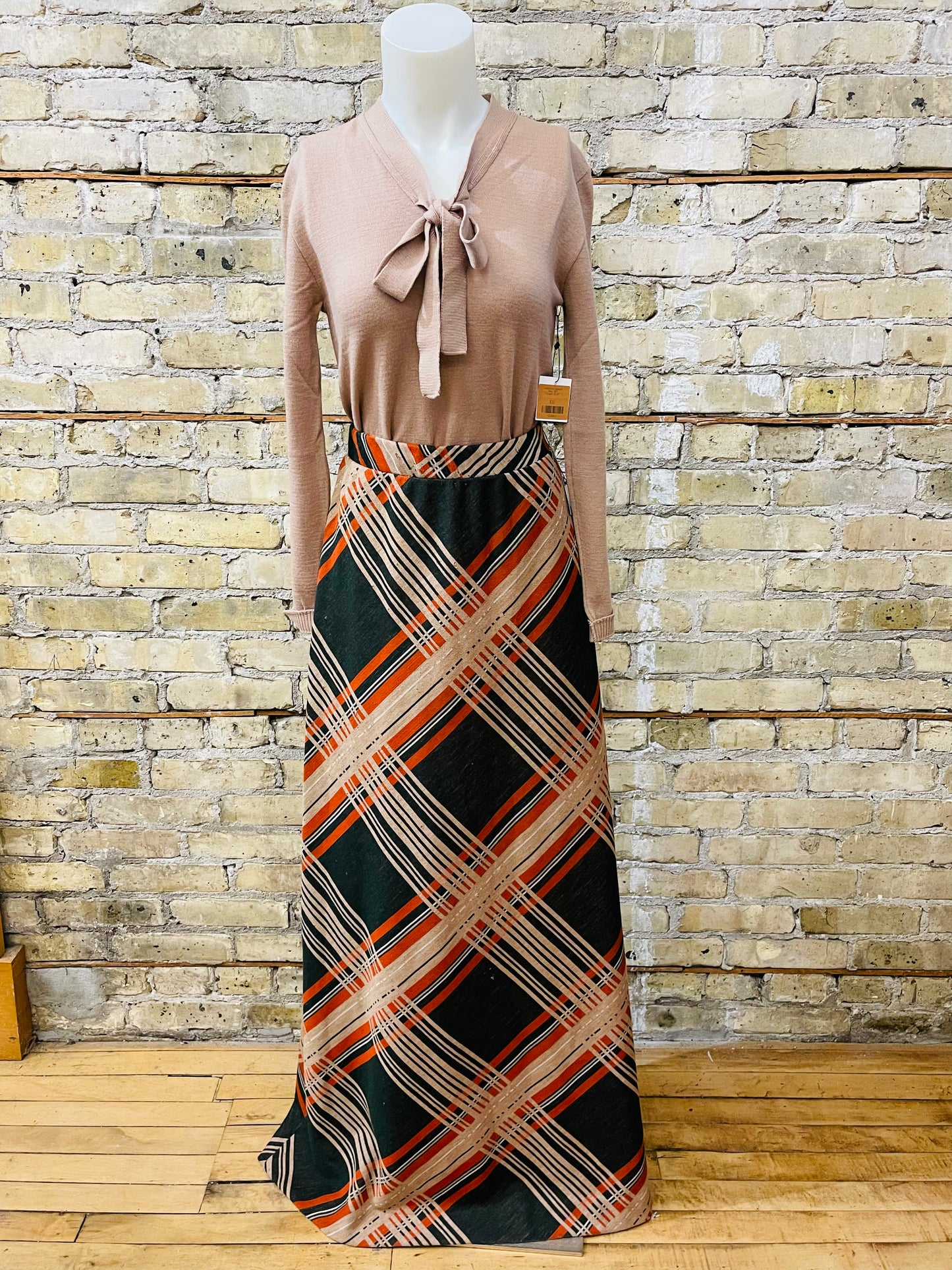 Green Plaid Maxi Skirt