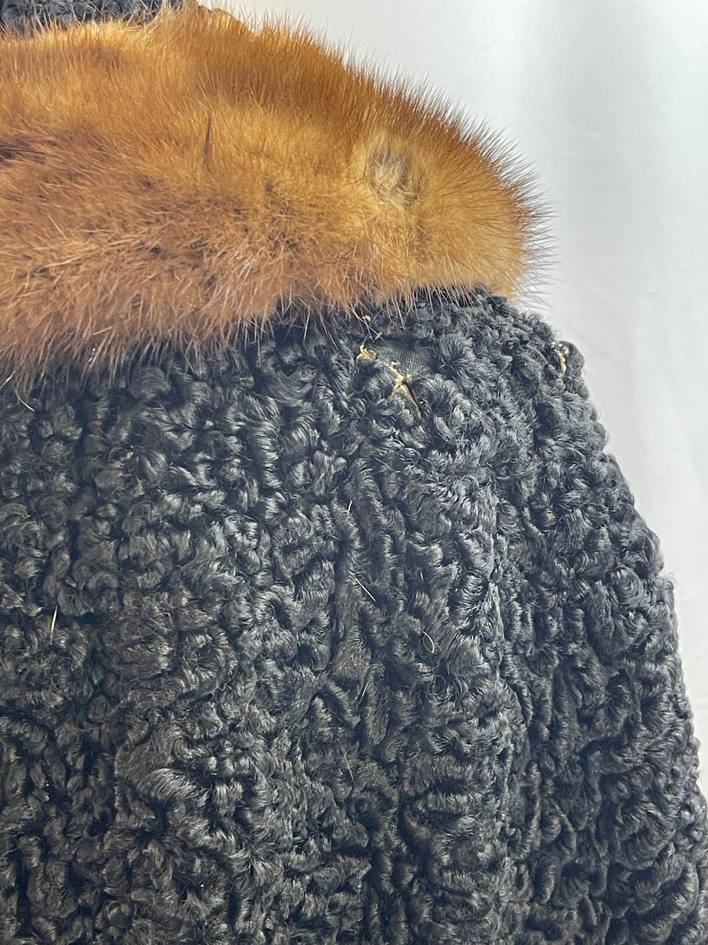Short Persian Lamb Coat with Mink Collar
