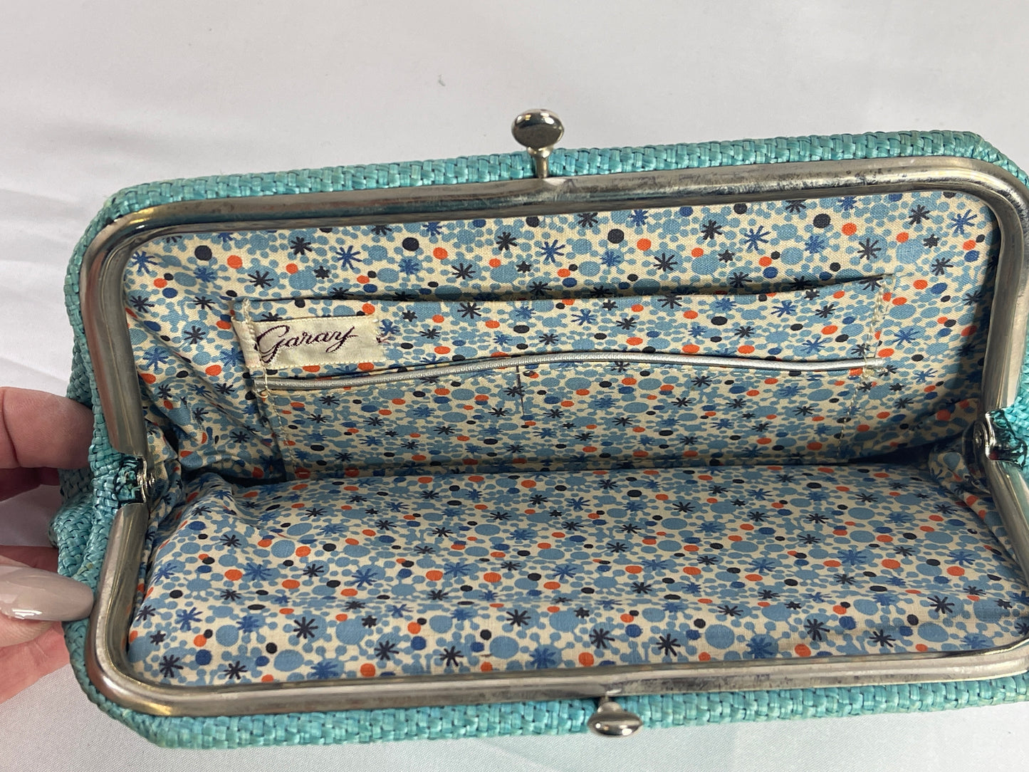 Teal Woven Clutch