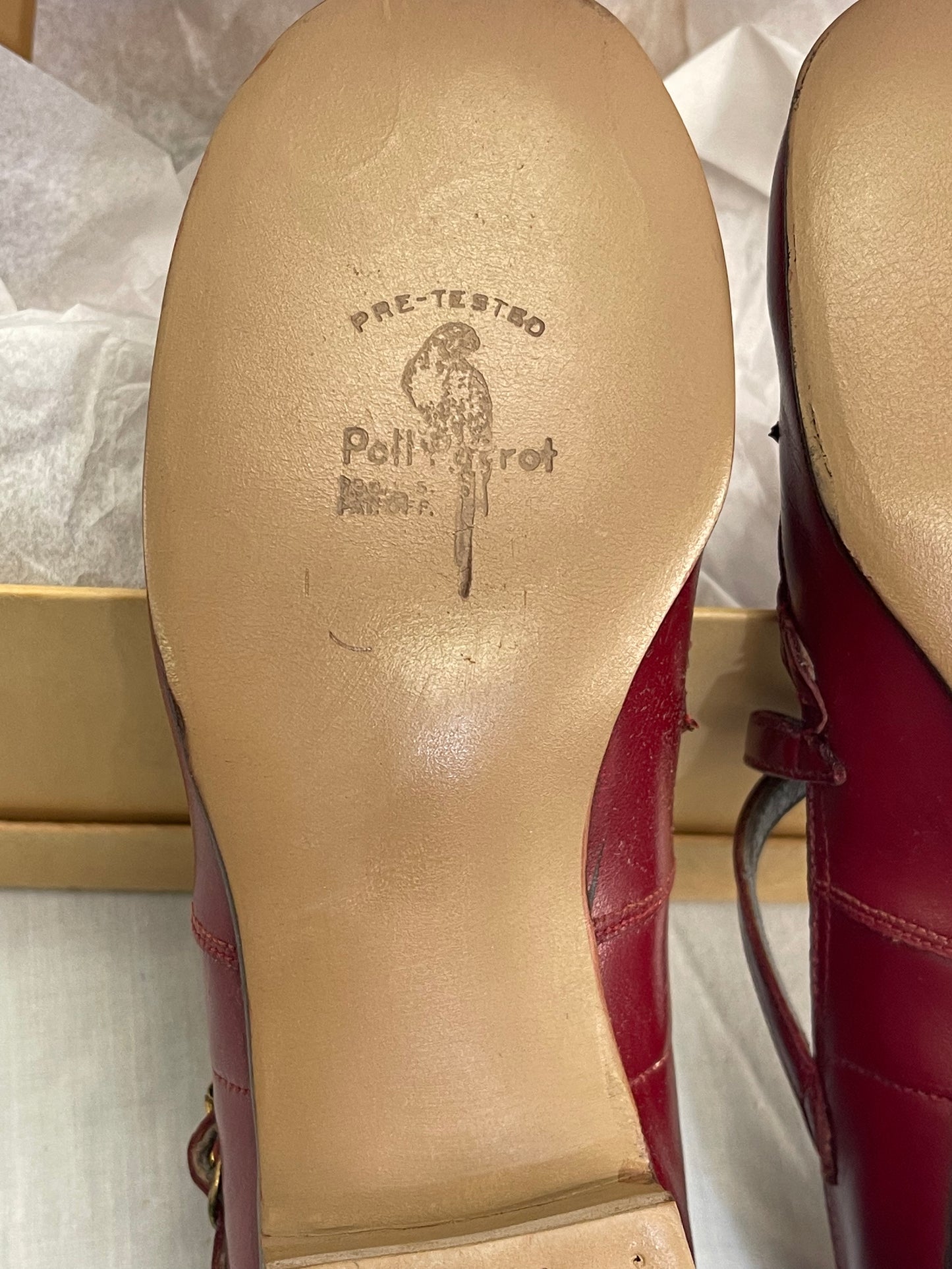 NOS Poll-Parrot Girl’s Red Leather Shoes