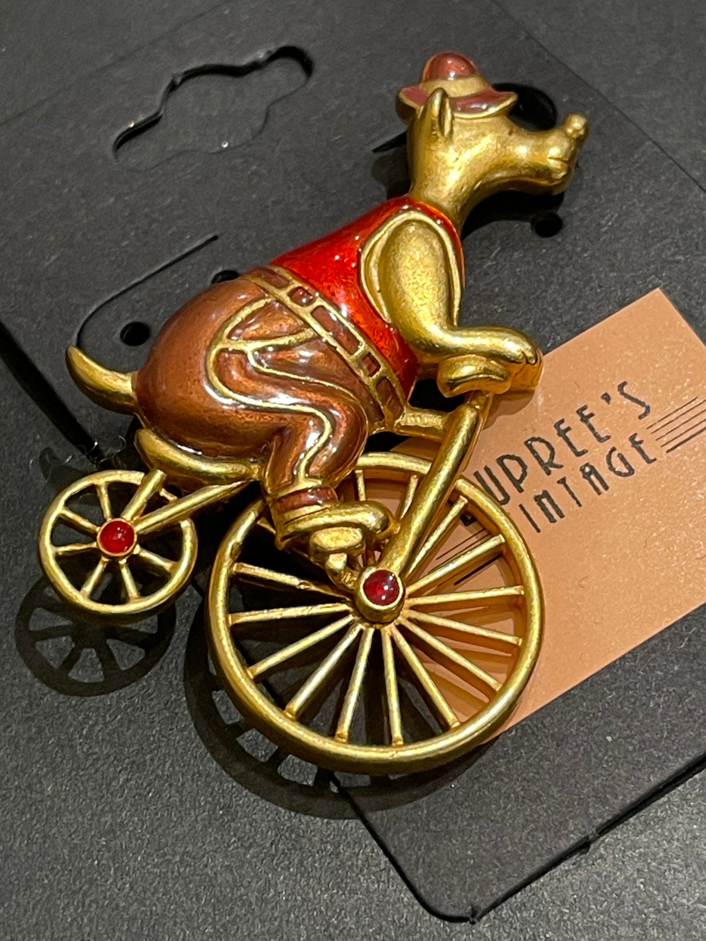 Danecraft Dog & Bicycle Brooch