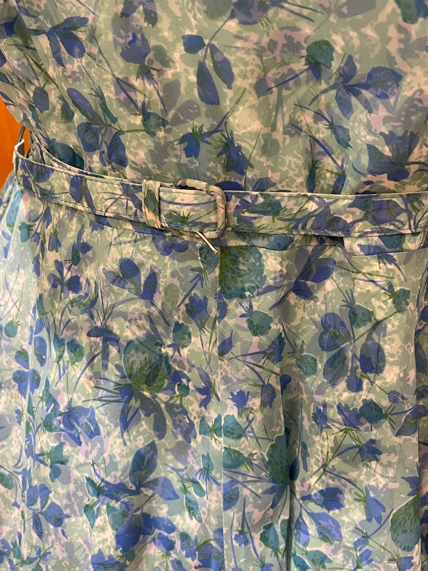 Leslie Grey 50s Blue Floral Party Dress