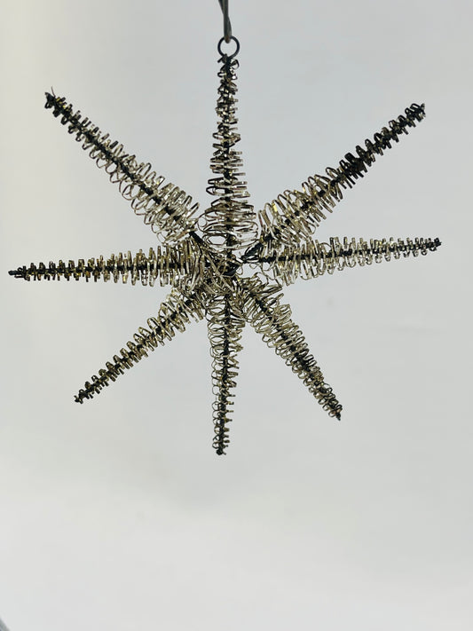 Antique Silver Tinsel Christmas Stars
