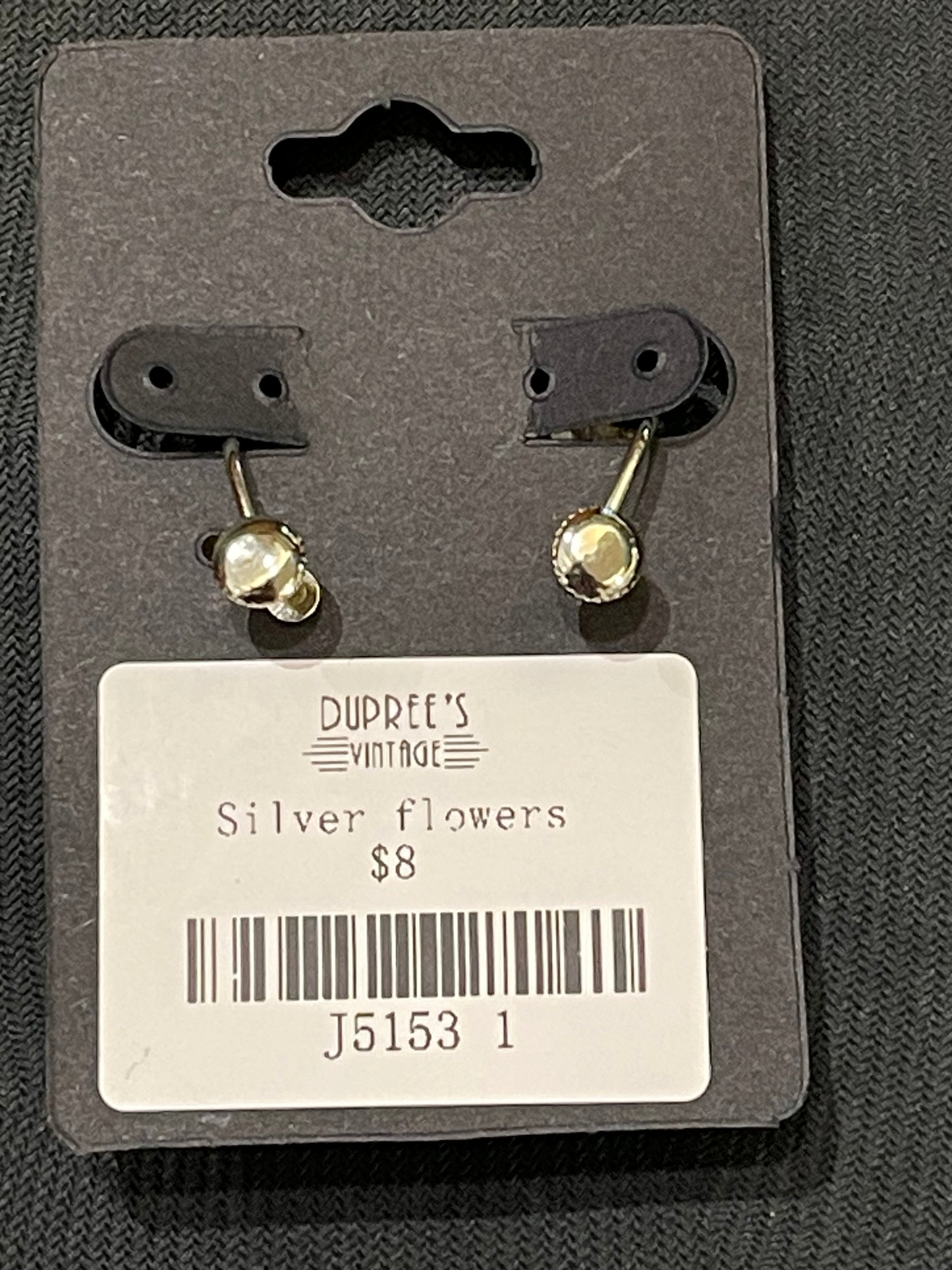 Silver Flower Screw Back Earrings