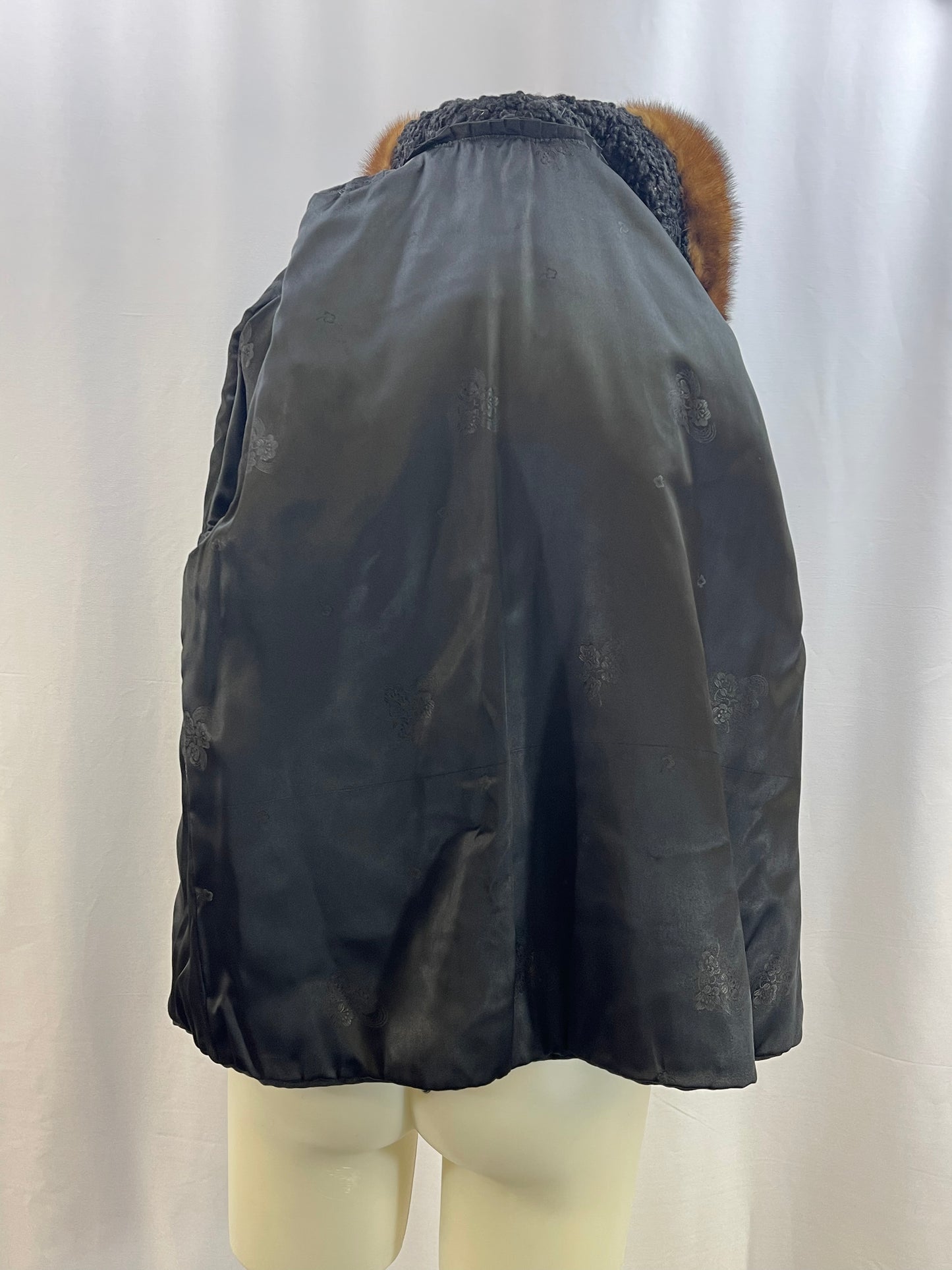 Short Persian Lamb Coat with Mink Collar