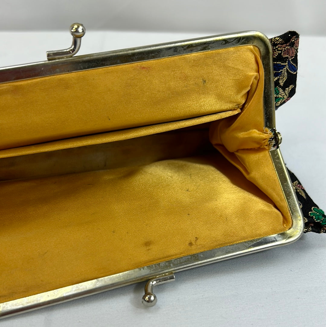 Black Floral Brocade Clutch