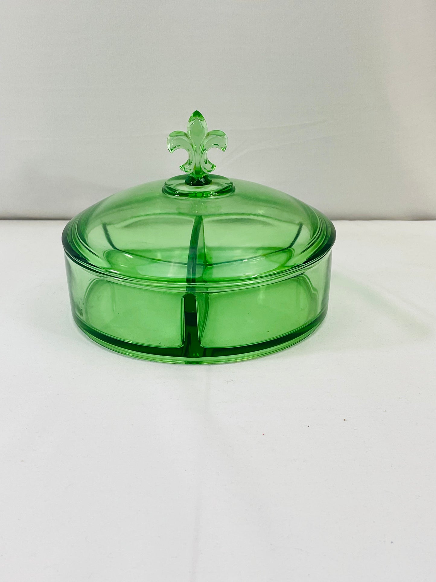 Uranium Glass Covered Candy Dish