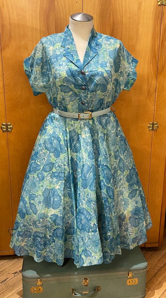Sheer Blue Floral Dress