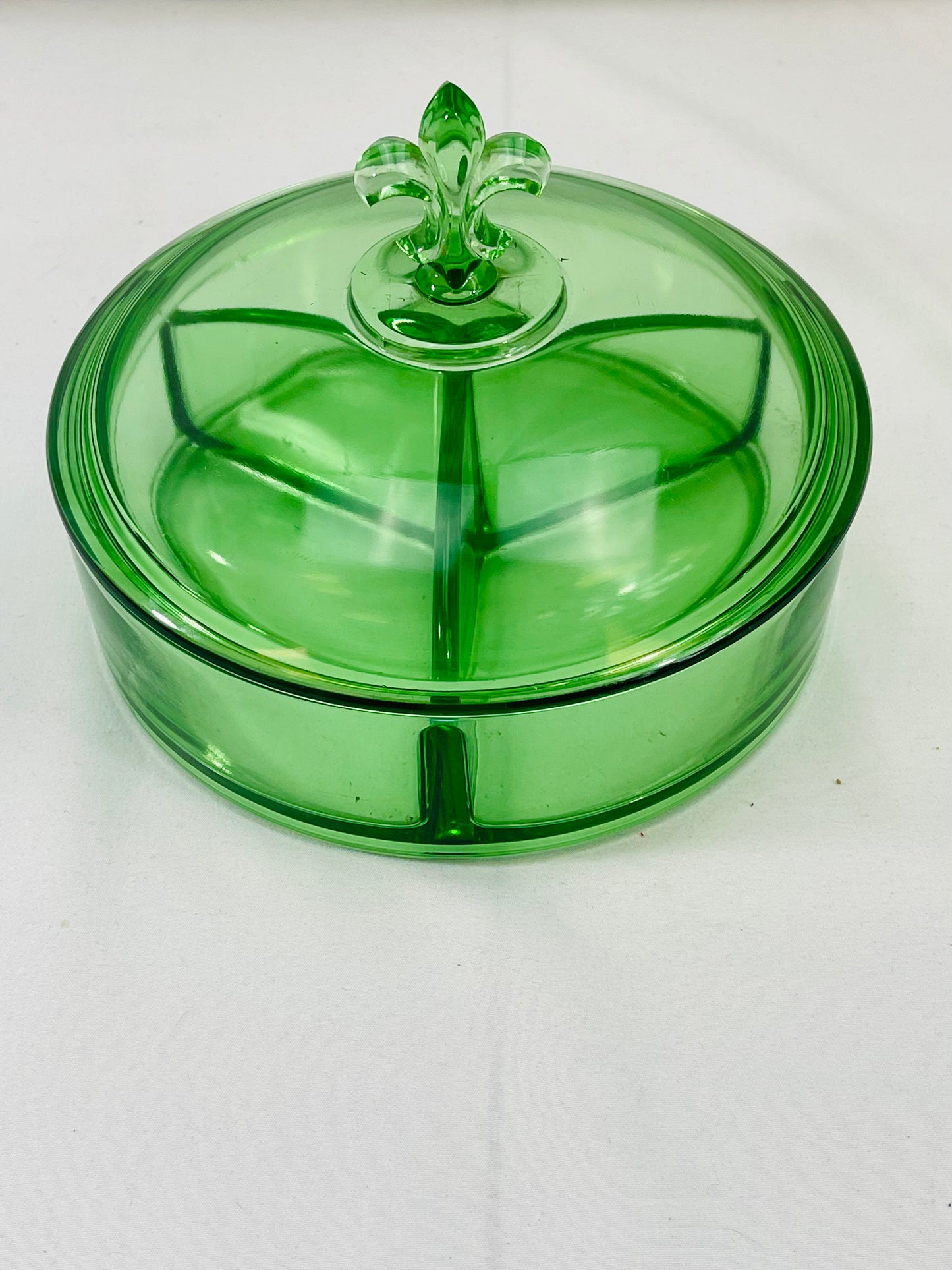 Uranium Glass Covered Candy Dish