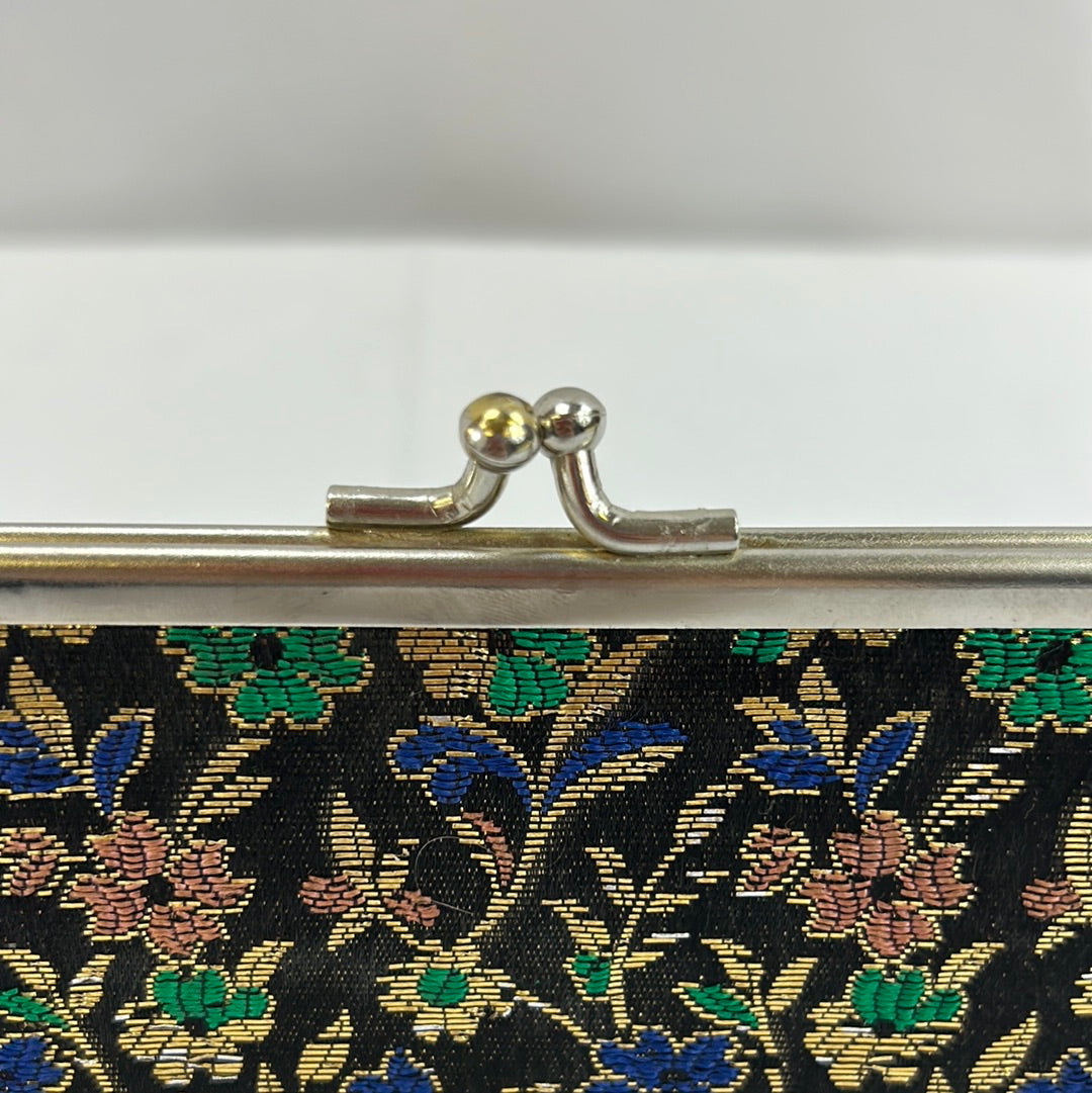 Black Floral Brocade Clutch