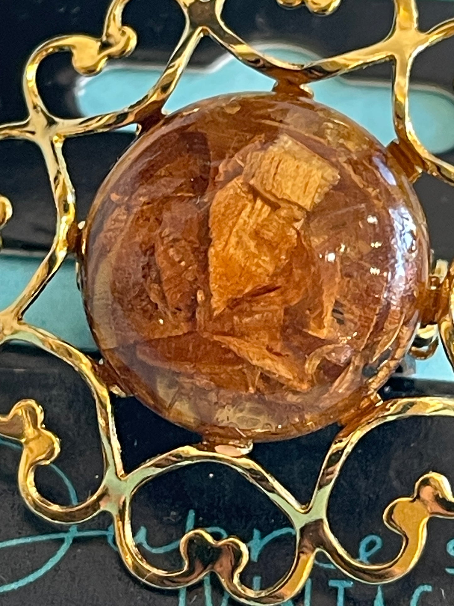 Faux Amber Brooch